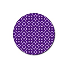 Royal Purple Quatrefoil Pattern Rubber Round Coaster (4 Pack) by Zandiepants