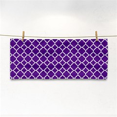 Royal Purple Quatrefoil Pattern Hand Towel by Zandiepants