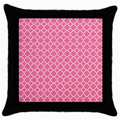 Soft Pink Quatrefoil Pattern Throw Pillow Case (black) by Zandiepants