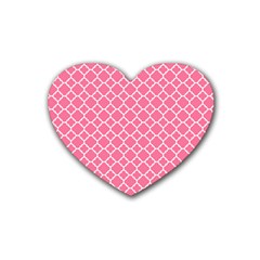 Soft Pink Quatrefoil Pattern Heart Coaster (4 Pack) by Zandiepants