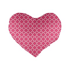 Soft Pink Quatrefoil Pattern Standard 16  Premium Heart Shape Cushion  by Zandiepants