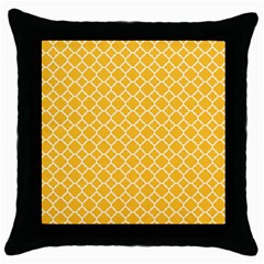 Sunny Yellow Quatrefoil Pattern Throw Pillow Case (black) by Zandiepants