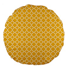 Sunny Yellow Quatrefoil Pattern Large 18  Premium Flano Round Cushion 