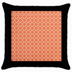 Tangerine Orange Quatrefoil Pattern Throw Pillow Case (black) by Zandiepants