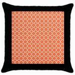 Tangerine orange quatrefoil pattern Throw Pillow Case (Black) Front