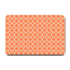 Tangerine Orange Quatrefoil Pattern Small Doormat by Zandiepants