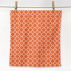 Tangerine Orange Quatrefoil Pattern Face Towel by Zandiepants