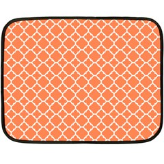 Tangerine Orange Quatrefoil Pattern Fleece Blanket (mini) by Zandiepants