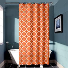 Tangerine Orange Quatrefoil Pattern Shower Curtain 36  X 72  (stall) by Zandiepants