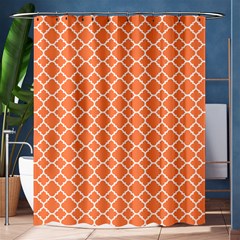 Tangerine Orange Quatrefoil Pattern Shower Curtain 60  X 72  (medium) by Zandiepants