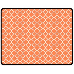 Tangerine Orange Quatrefoil Pattern Double Sided Fleece Blanket (medium) by Zandiepants