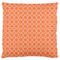 Tangerine Orange Quatrefoil Pattern Large Flano Cushion Case (one Side) by Zandiepants