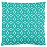 Turquoise Quatrefoil pattern Large Flano Cushion Case (Two Sides) Front