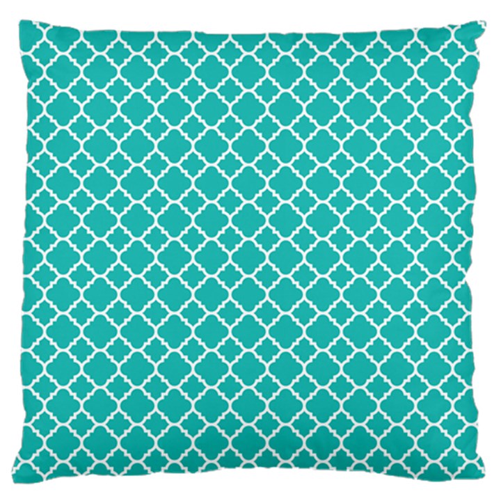 Turquoise Quatrefoil pattern Large Flano Cushion Case (Two Sides)