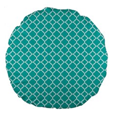 Turquoise Quatrefoil Pattern Large 18  Premium Flano Round Cushion  by Zandiepants