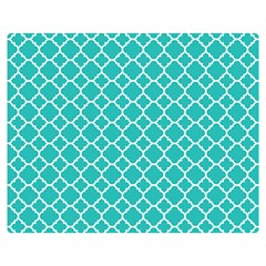 Turquoise Quatrefoil Pattern Double Sided Flano Blanket (medium) by Zandiepants