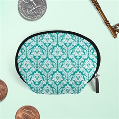 Turquoise Damask Pattern Accessory Pouches (small)  by Zandiepants