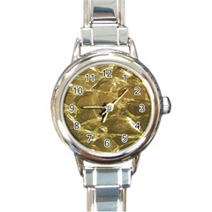 Gold Bar Golden Chic Festive Sparkling Gold  Round Italian Charm Watch by yoursparklingshop