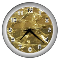 Gold Bar Golden Chic Festive Sparkling Gold  Wall Clocks (silver)  by yoursparklingshop