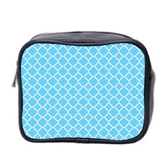 Bright Blue Quatrefoil Pattern Mini Toiletries Bag (two Sides) by Zandiepants