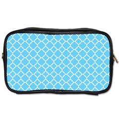 Bright Blue Quatrefoil Pattern Toiletries Bag (two Sides) by Zandiepants