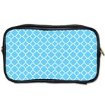 Bright Blue Quatrefoil Pattern Toiletries Bag (Two Sides) Front