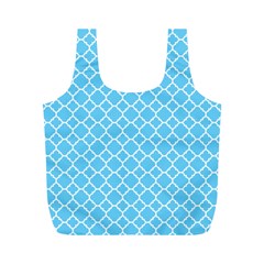 Bright Blue Quatrefoil Pattern Full Print Recycle Bag (m) by Zandiepants