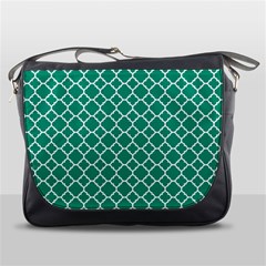 Emerald Green Quatrefoil Pattern Messenger Bag by Zandiepants