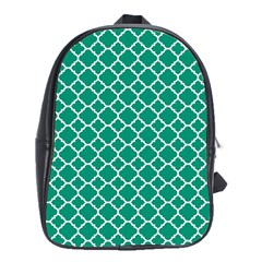 Emerald Green Quatrefoil Pattern School Bag (xl) by Zandiepants