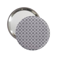 Grey Quatrefoil Pattern 2 25  Handbag Mirror by Zandiepants