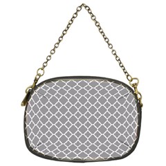 Grey Quatrefoil Pattern Chain Purse (two Sides) by Zandiepants