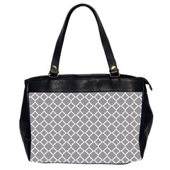 Grey Quatrefoil Pattern Oversize Office Handbag (2 Sides) by Zandiepants