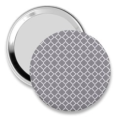 Grey Quatrefoil Pattern 3  Handbag Mirror by Zandiepants