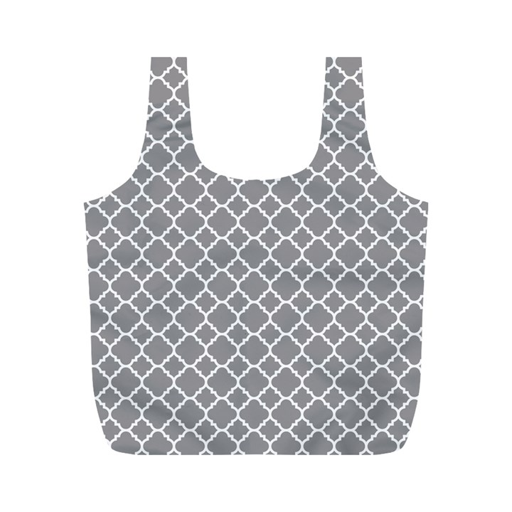 Grey quatrefoil pattern Full Print Recycle Bag (M)