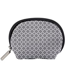 Grey Quatrefoil Pattern Accessory Pouch (small) by Zandiepants