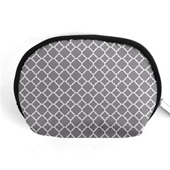 Grey Quatrefoil Pattern Accessory Pouch (medium) by Zandiepants