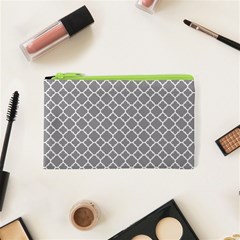 Grey Quatrefoil Pattern Cosmetic Bag (xs) by Zandiepants