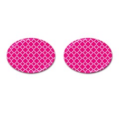 Hot Pink Quatrefoil Pattern Cufflinks (oval) by Zandiepants