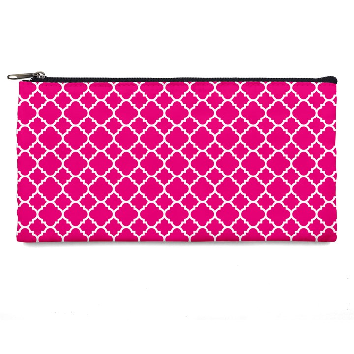 Hot Pink Quatrefoil Pattern Pencil Case