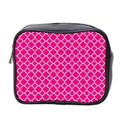 Hot Pink Quatrefoil Pattern Mini Toiletries Bag (two Sides) by Zandiepants