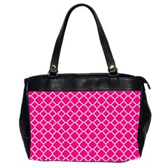 Hot Pink Quatrefoil Pattern Oversize Office Handbag (2 Sides) by Zandiepants