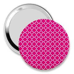 Hot Pink Quatrefoil Pattern 3  Handbag Mirror by Zandiepants