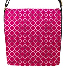 Hot Pink Quatrefoil Pattern Flap Closure Messenger Bag (s) by Zandiepants