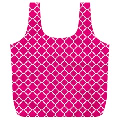 Hot Pink Quatrefoil Pattern Full Print Recycle Bag (xl) by Zandiepants