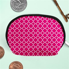 Hot Pink Quatrefoil Pattern Accessory Pouch (medium) by Zandiepants