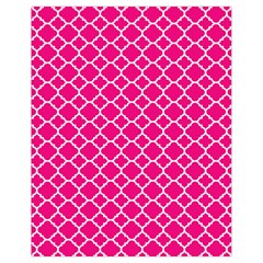 Hot Pink Quatrefoil Pattern Drawstring Bag (small) by Zandiepants