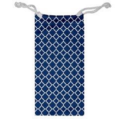 Navy Blue Quatrefoil Pattern Jewelry Bag by Zandiepants