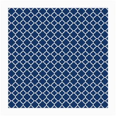 Navy Blue Quatrefoil Pattern Medium Glasses Cloth (2 Sides) by Zandiepants