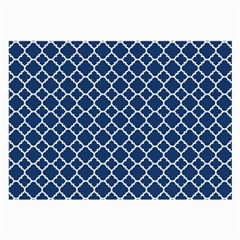 Navy Blue Quatrefoil Pattern Large Glasses Cloth (2 Sides) by Zandiepants