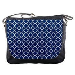 Navy Blue Quatrefoil Pattern Messenger Bag by Zandiepants